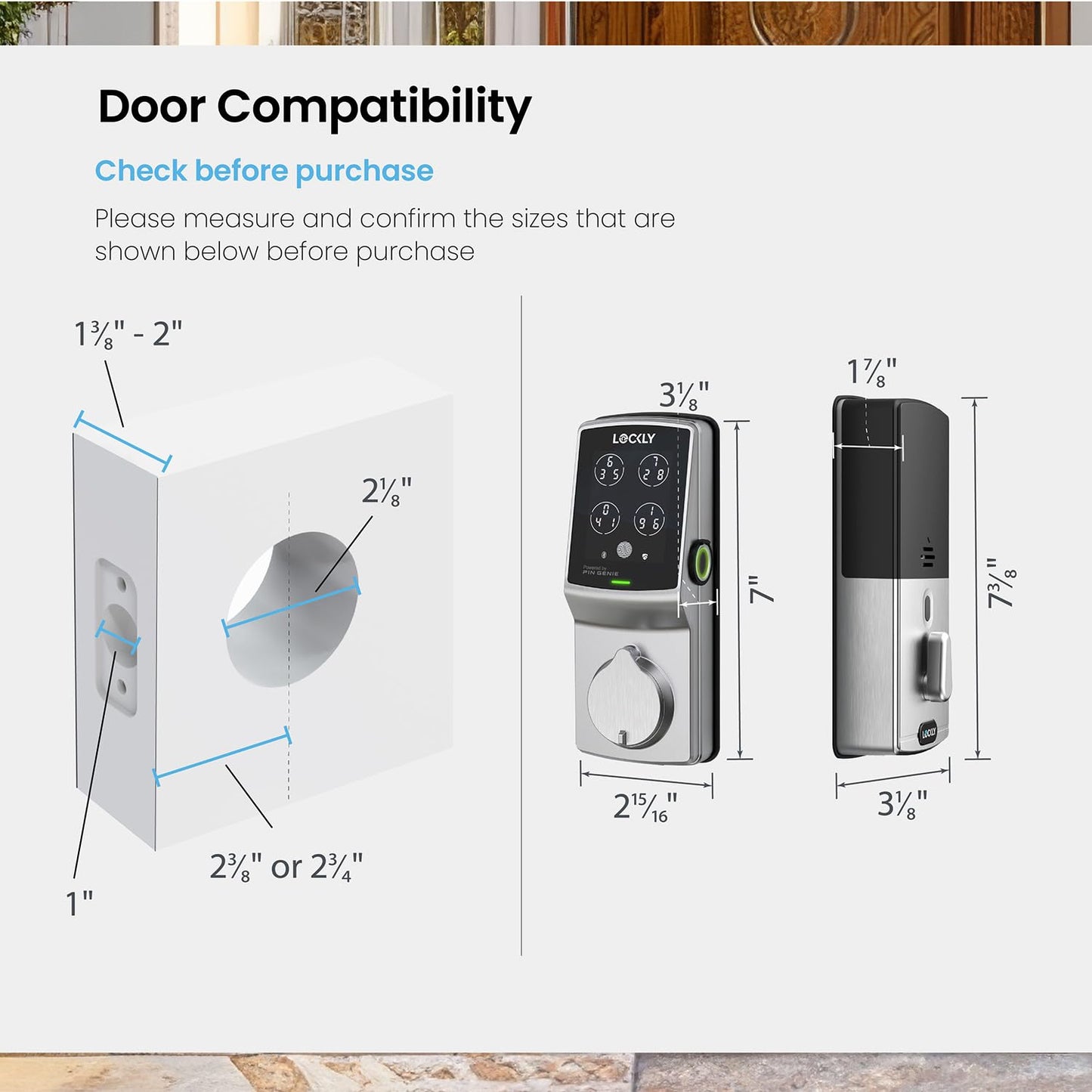 Lockly Secure Pro Smart Deadbolt Lock — Fingerprint Keyless Entry, PIN Genie® Patented Keypad, up to 99 Fingerprints, up to 33 Access Codes, Wi-Fi Hub Included, ANSI Grade 1, Alexa & Google Compatible