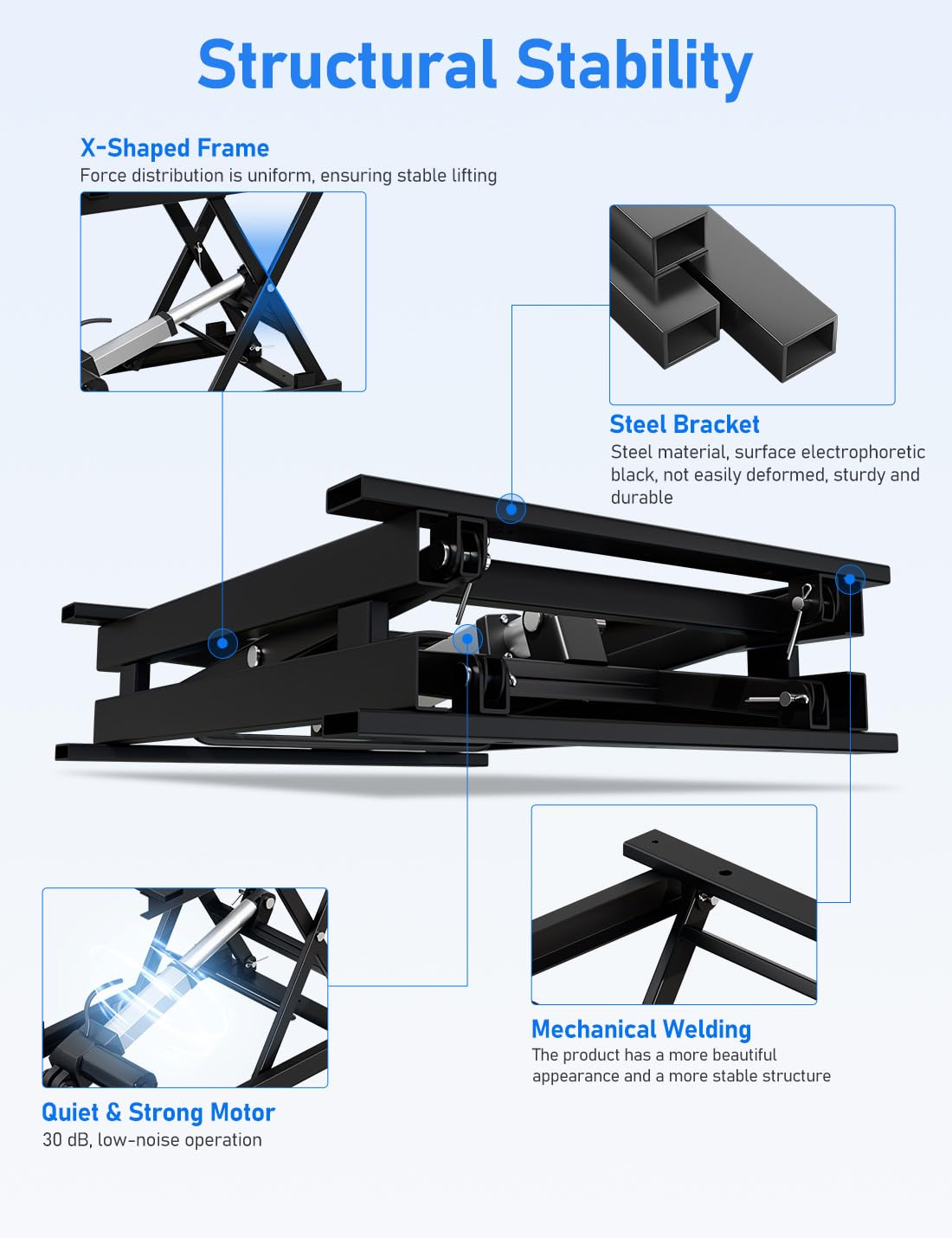 DIHOOL Electric Scissor Lift Table, 130Lbs Capacity, 3.95"-14.76" Height Adjustable Lifting Platform, Super Quiet with Remote & WiFi Control, Obstruction Detection, AC/DC Power for Home/Industrial Use