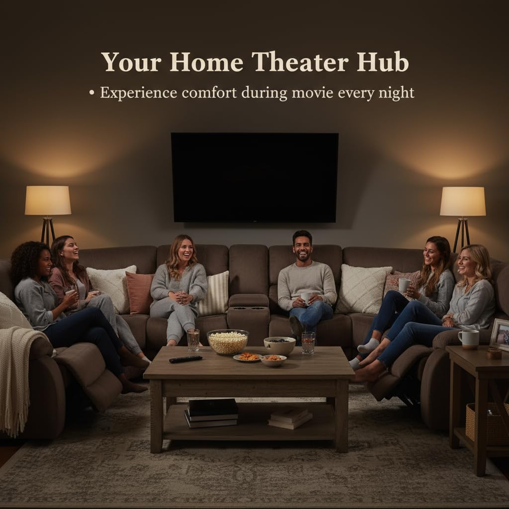 Trygoal Reclining Sectional Sofa Set, L-Shaped Sectional Couch for Living Room, Home Theater Seating with Cup Holders, Modern Intelligent Recliner Sofa, Brown