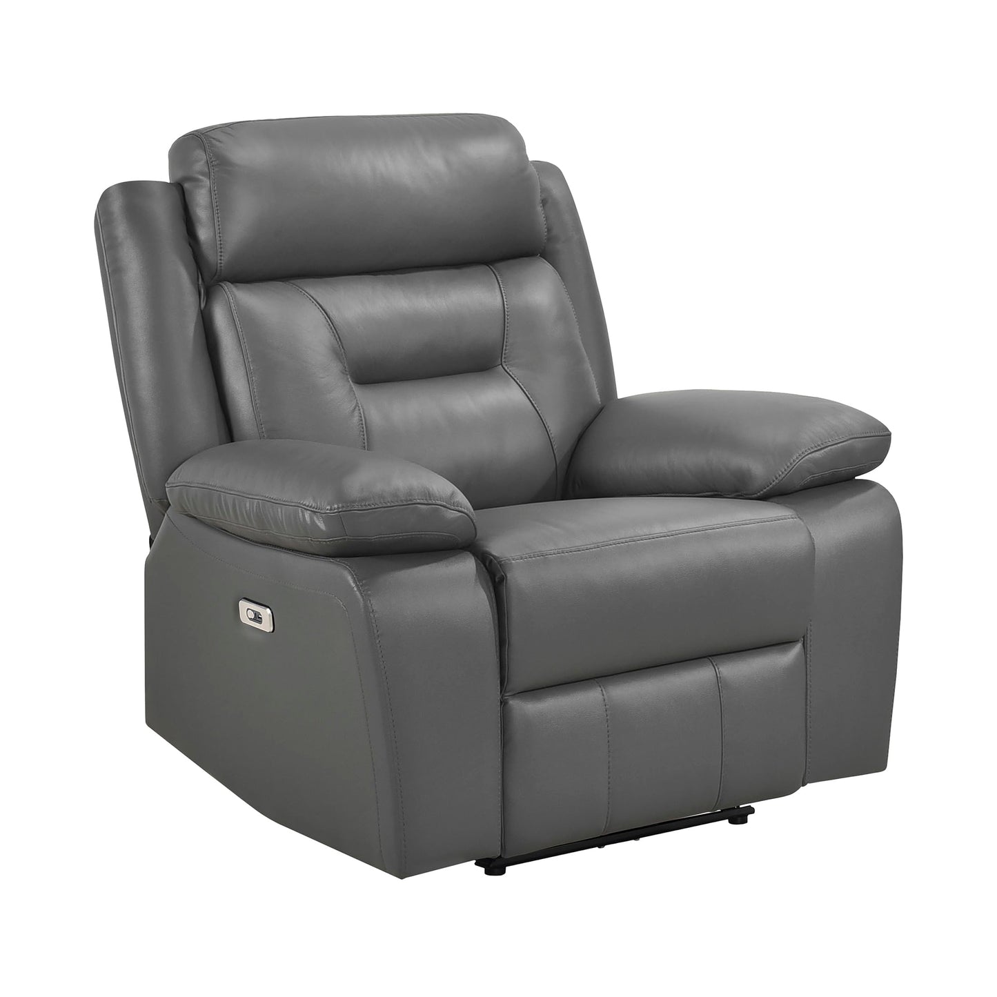 Lexicon Power Recliner Chair for Living Room, Top Grain Leather Match Recliner with Pillow Top Armrests, Home Theater Seating, Wall Hugger Recliners with USB Port, 40" W, Dark Gray