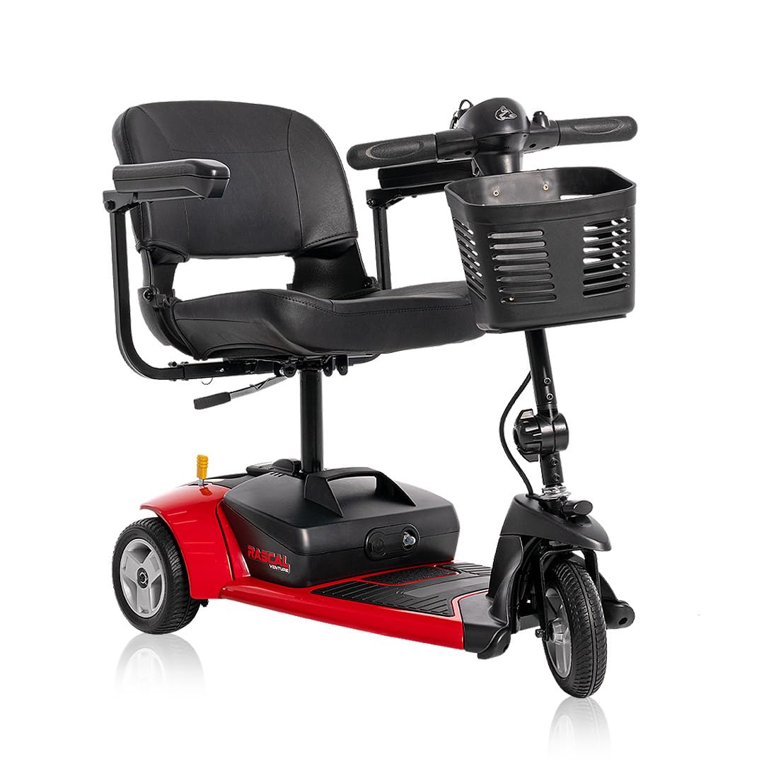 Rascal Venture 3-Wheel Portable Mobility Scooter for Travel, Easy Disassembly, Compact Design, 300 lb Capacity, Battery Included
