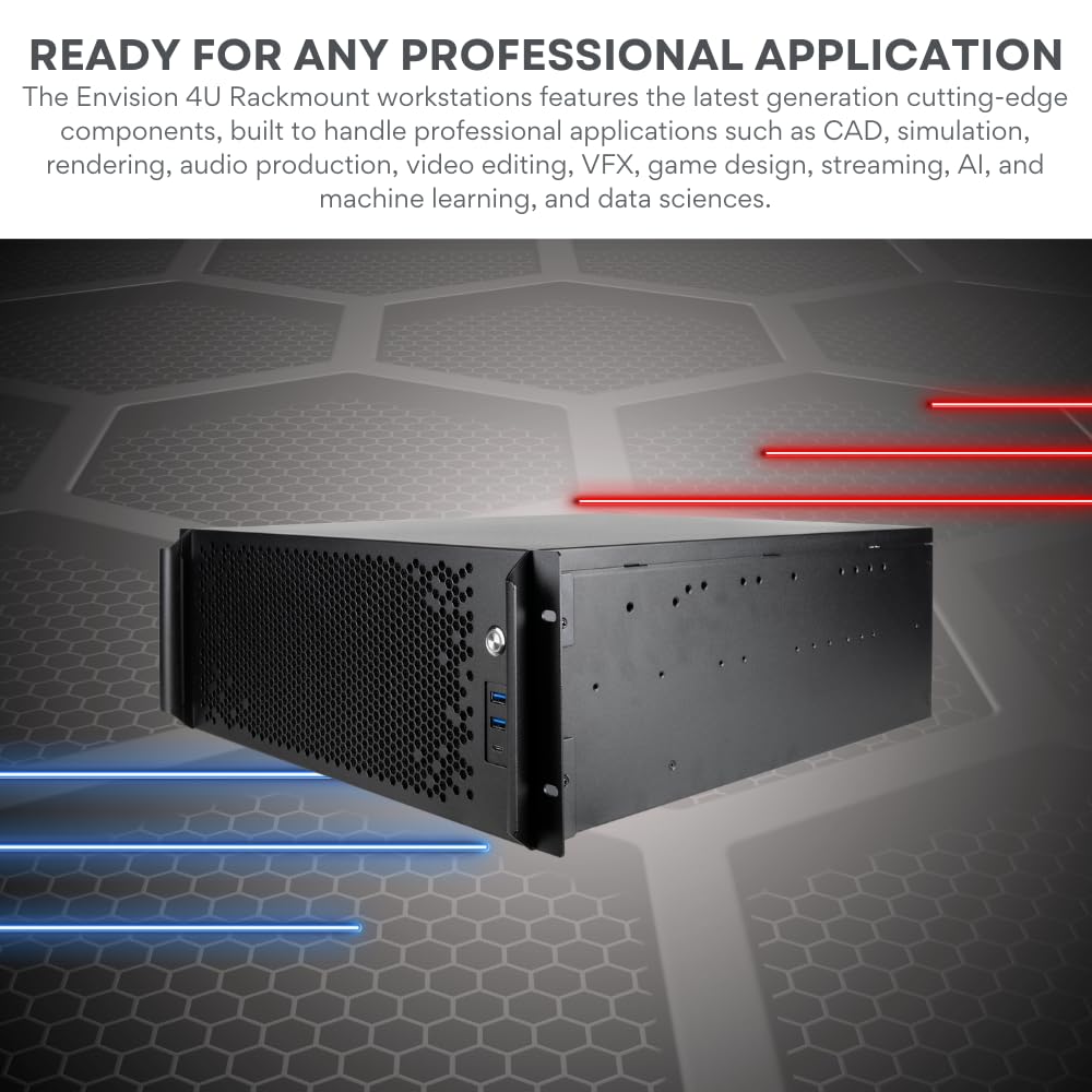 Quiet Rackmount Computer (RTX 5090 32GB, 4.3-5.7 GHz AMD Ryzen 9 9950X Processor, 96GB RAM, 4TB SSD, W11 Pro) - 4U Rack Mount Server or Workstation Desktop PC for Home, Business and Gaming