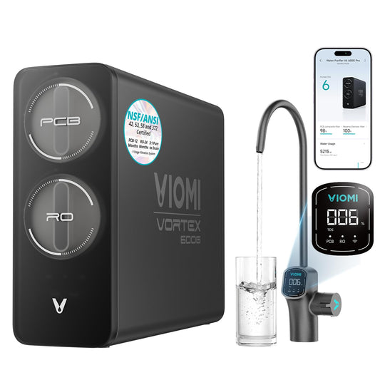VIOMI V6 Pro Reverse Osmosis System, 600 GPD Tankless RO Water Filter System, Under Sink RO, 9-Stage Filtration, 3:1 Pure-to-Drain, Reduce TDS, NSF/ANSI 42, 53, 58, and 372 Certified, Smart LED Faucet