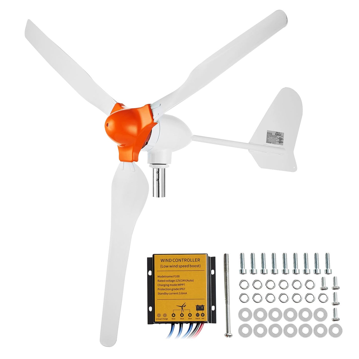 Happybuy 800W Wind Turbine Generator, 12V Wind Turbine Kit, 3-Blade Wind Power Generator with MPPT Controller, Adjustable Windward Direction & 2.5m/s Start Wind Speed for Home, Farm, RVs, and Boats