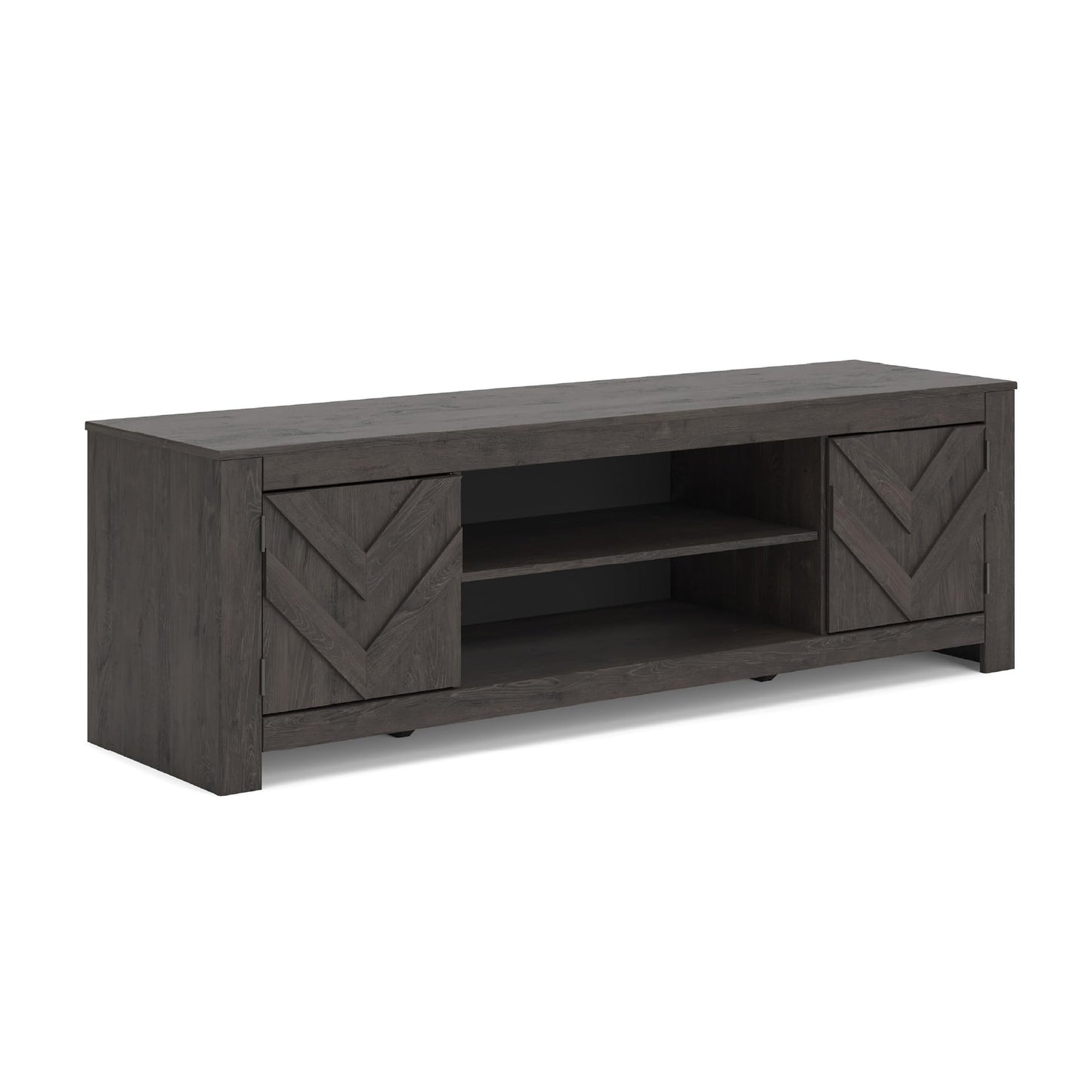 Signature Design by Ashley Cayboni Casual 71" TV Stand for TVs up to 81" with 2 Cabinets, Adjustable Shelves and Fireplace Option, Black