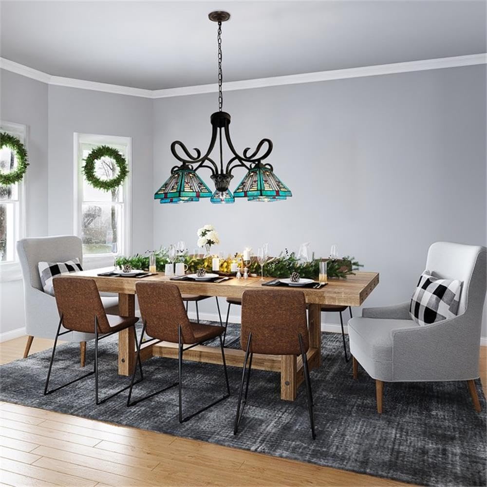 Chloe Lighting Innes Tiffany-Style Chandelier 5 Light 26in Wide Multicolor Glass Model CH3T359BM26-DD5