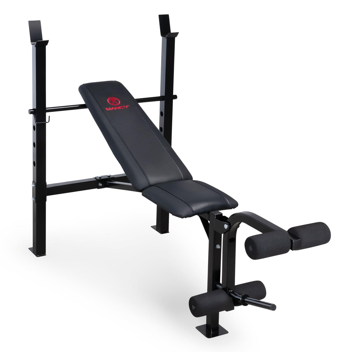 Marcy Standard Weight Bench with Leg Developer - Adjustable 5-Position Back Pad (Flat, Incline, Decline) - Home Gym Strength Training Equipment- MWB-6501