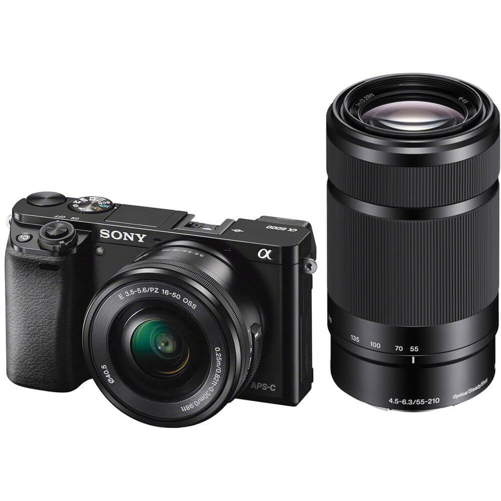 Sony Alpha a6000 Mirrorless Digital Camera w/ 16-50mm and 55-210mm Power Zoom Lenses Black