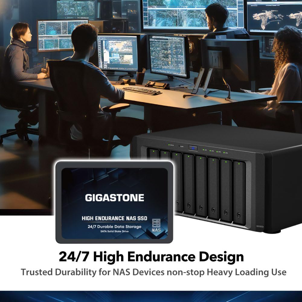 Gigastone 【NAS Only】 2TB NAS SSD – High Endurance 3D TLC SATA III 6 Gb/s 2.5″ Internal Solid State Drive, Up to 550 MB/s