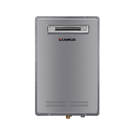 CAMPLUX Climatech 5 Tankless Water Heater Gas Outdoor 5.28 GPM Up to 6.4 GPM, 150,000 BTU On Demand Instant Tankless Hot Water Heater Natural Gas, Outdoor Installation, White, WA528, CSA