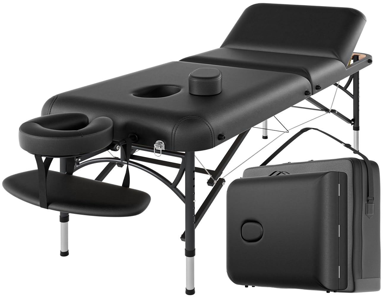CLORIS 84" Professional Massage Table Portable 3 Folding Lightweight Facial Salon Spa Tattoo Bed Height Adjustable with Carrying Bag & Aluminium Leg Hold Up to 1100LBS