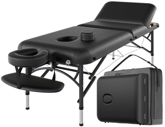 CLORIS 84" Professional Massage Table Portable 3 Folding Lightweight Facial Salon Spa Tattoo Bed Height Adjustable with Carrying Bag & Aluminium Leg Hold Up to 1100LBS