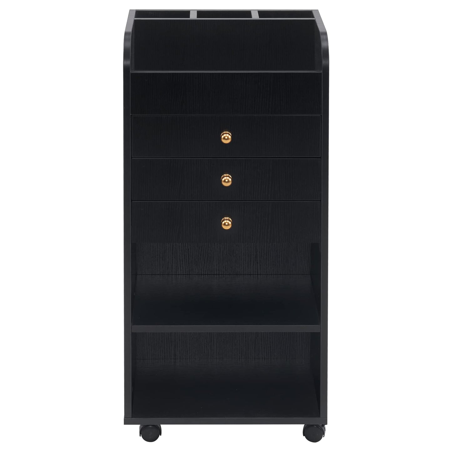 BarberPub Salon Utility Station with Wheels Barber Hair Stylist Rolling Trolley Spa Storage Furniture 2034 (Black)
