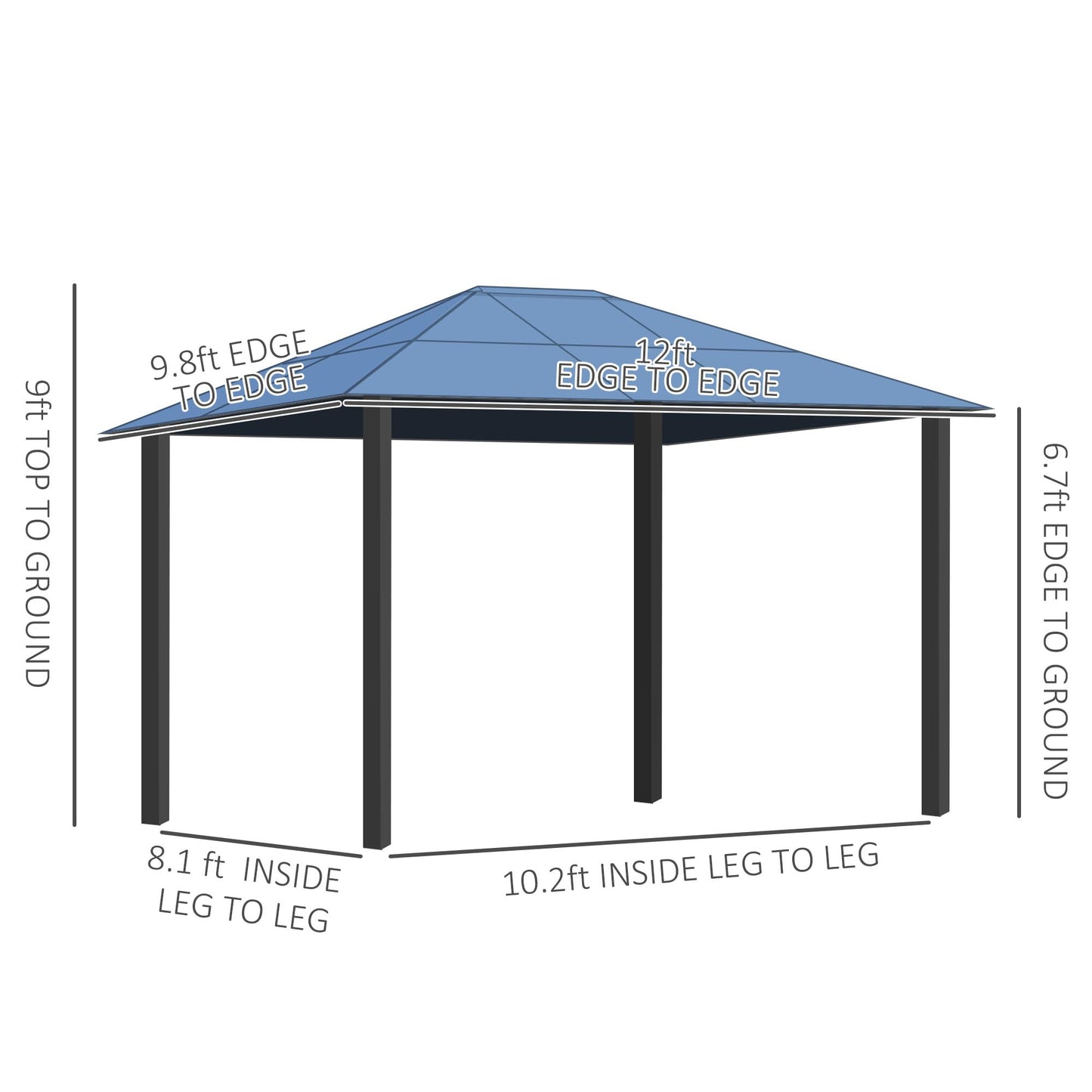 Outsunny 10' x 12' Hardtop Gazebo Canopy with Polycarbonate Roof, Aluminum Frame, Permanent Pavilion Outdoor Gazebo with Netting, for Patio, Garden, Backyard, Deck, Lawn, Dark Brown, Off-White