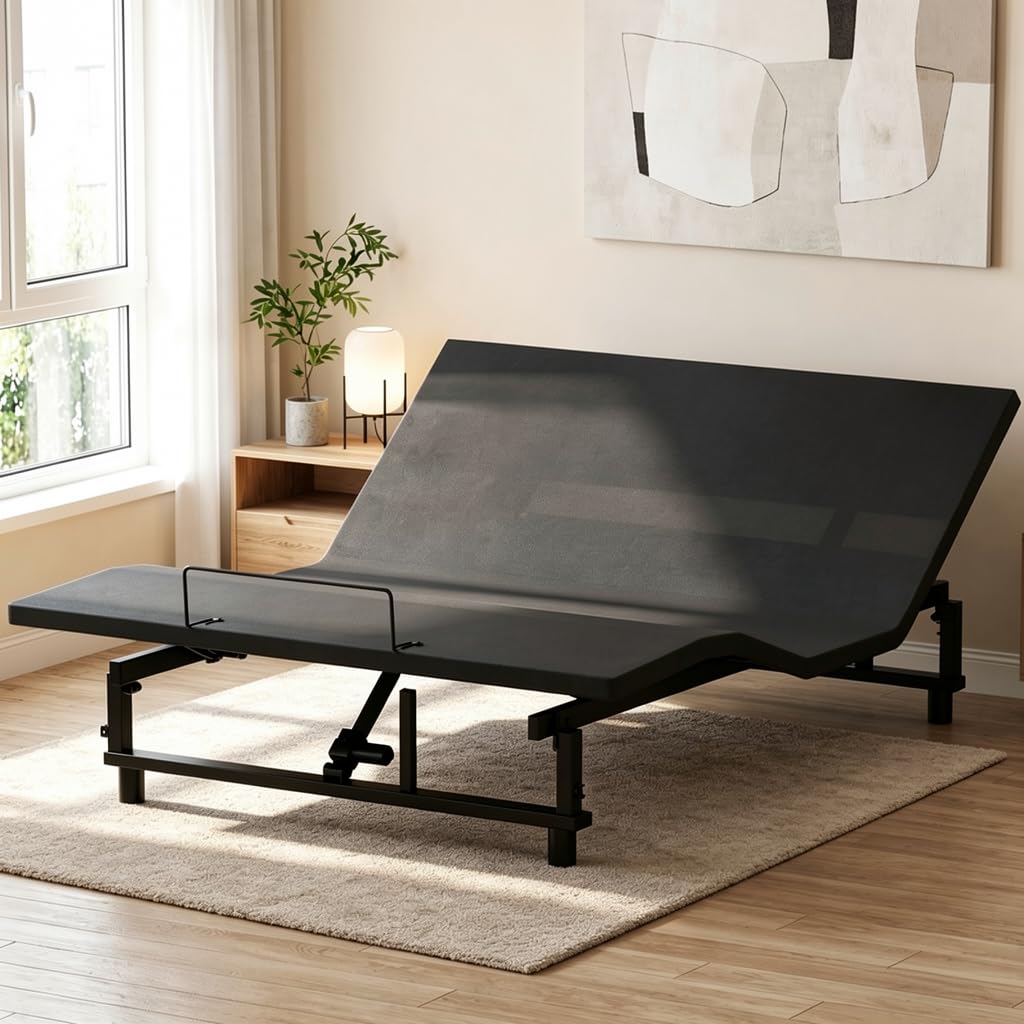 Mixcous Adjustable Bed Base Queen Size with Zero Gravity & Anti-Snore, Electric Bed Frame with Head & Foot Incline, Quiet Motor, Wireless Remote, Heavy Duty Metal Frame, Easy Assembly