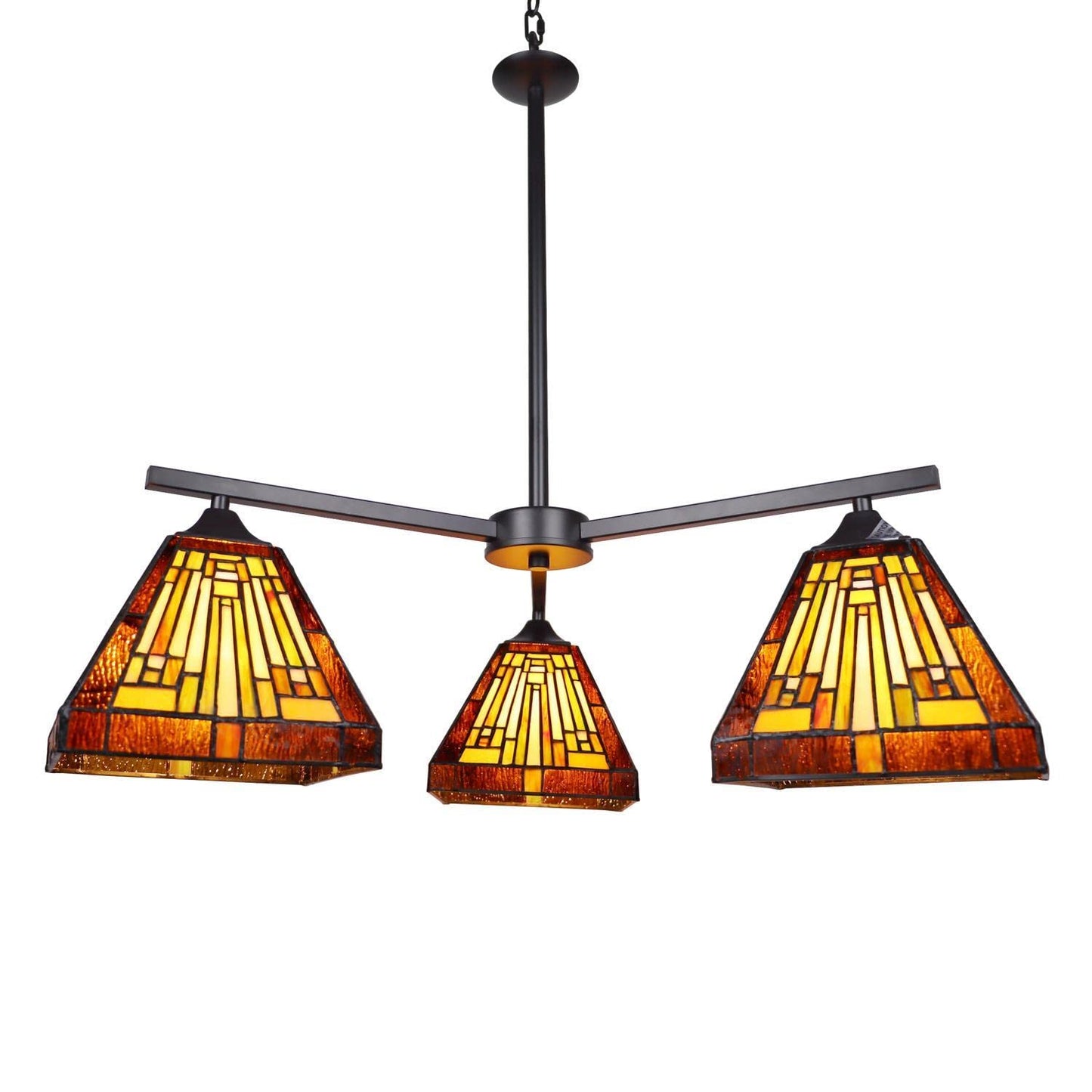 Chloe Lighting Innes Tiffany-Style Mini Chandelier, 3 Lights, Multicolor, 27in Wide, Blackish Bronze, Model CH33359MR27-EE3