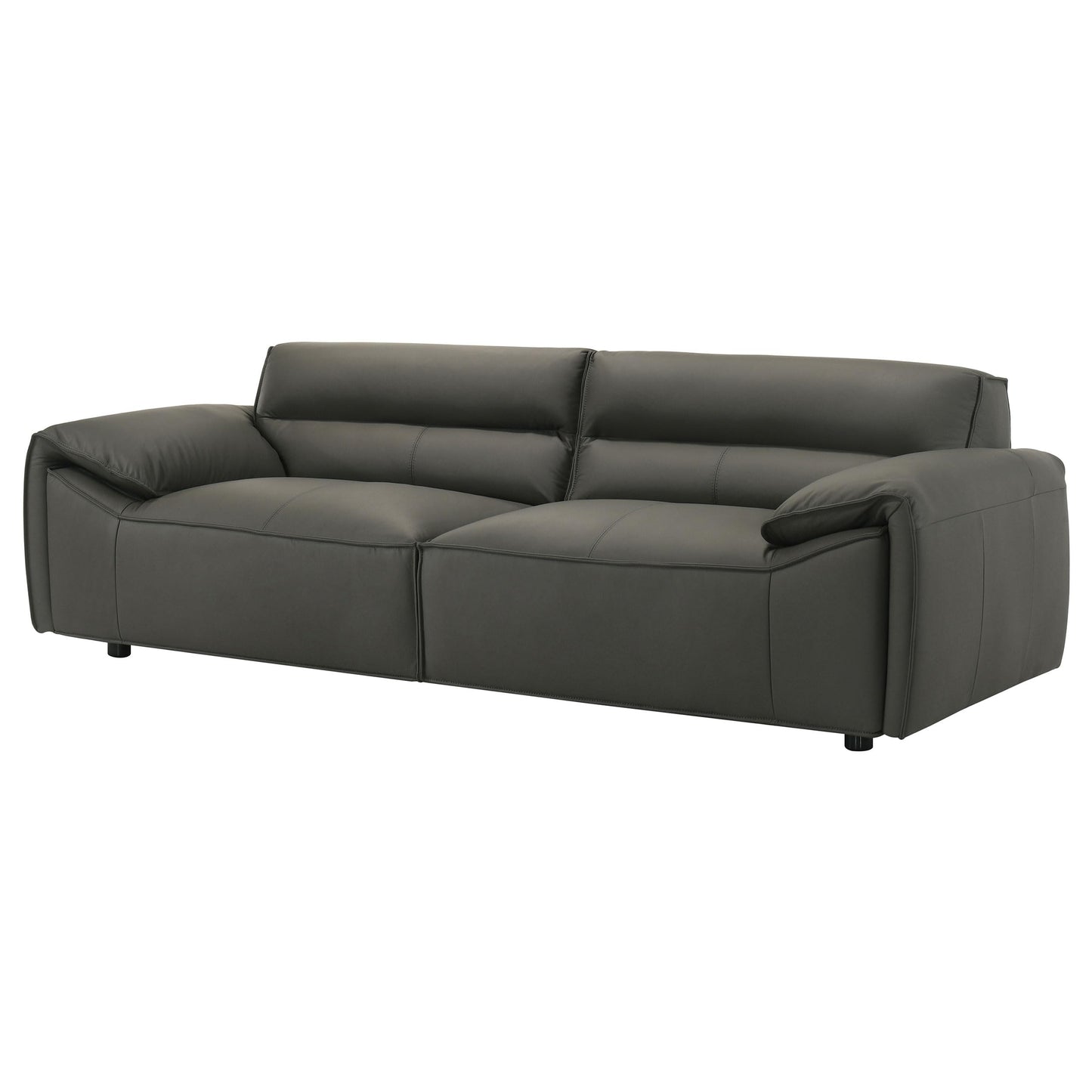 Coaster Home Furnishings - Buxton - Top Grain Leather - Upholstered Leather Sofa with Track Arms, Tight Back, Low-Profile Frame and Full Foam Seating - Living Room - Graphite - 509504