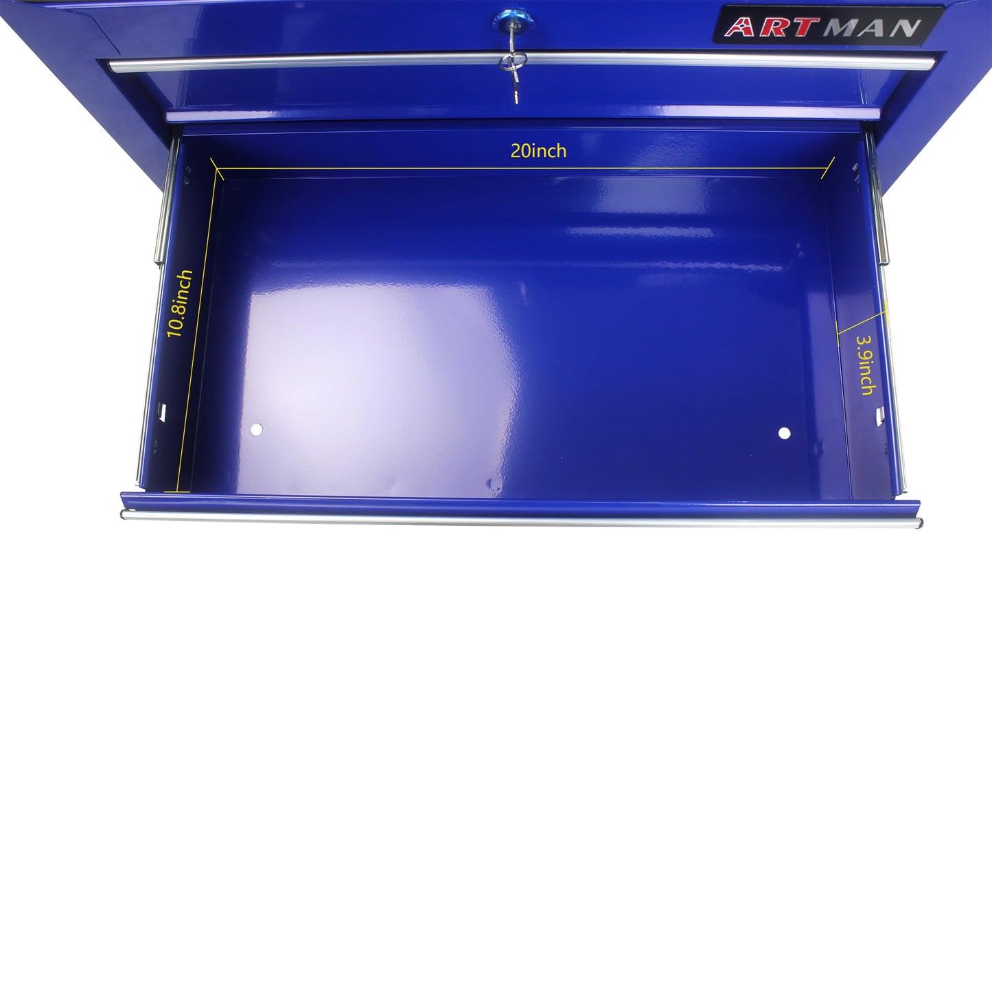 YOPTO Multifunctional Cart with 5 Ball-Bearing Drawers,Portable Rolling Tool Chest W/ 4 Wheels,Key Locking and Pull Handle,for Garage,Warehouse,Workshop,Repair Shop,Blue