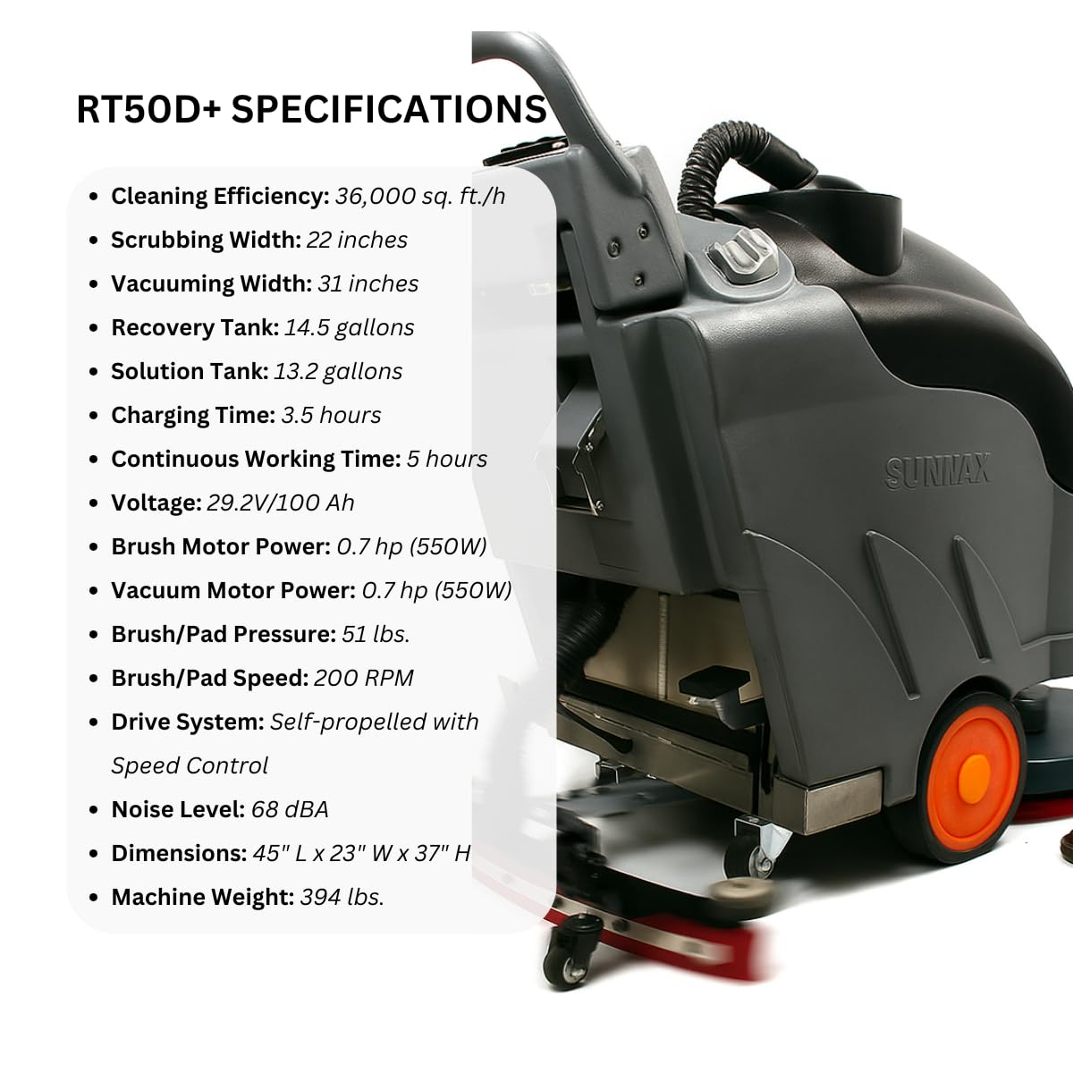 22" Self-Propelled Walk-Behind Floor Scrubber Dryer Machine, Forward & Reverse Drive, Adjustable Speed, 36,000 Ft²/h, 3.5-Hour Fast Charging, Up to 5 Hours Runtime, LiFePO4 Battery