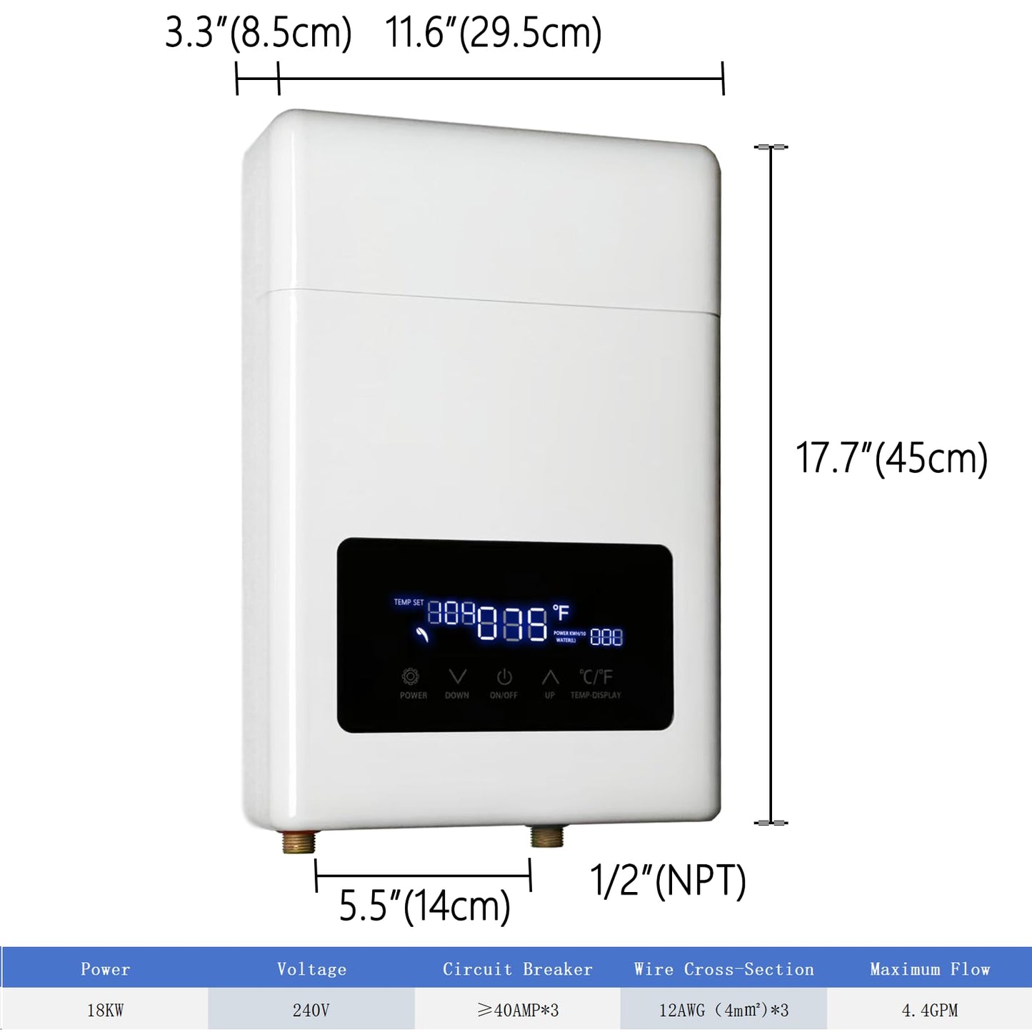 ECOAPTUNIT 18kW 240V Tankless Water Heater Electric, Up to 4.4 GPM