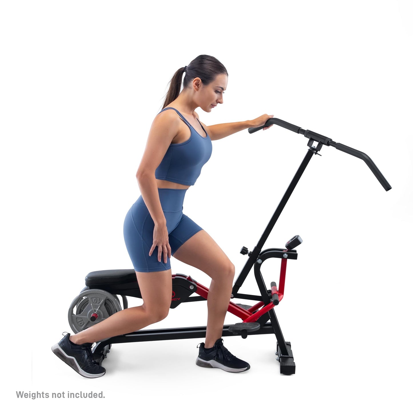 Marcy Easy Rider - Full-Body Exercise Workout Rowing Squat Machine, Free-Weight Resistance, Includes Performance Monitor for Compact Home Gym JX-1057