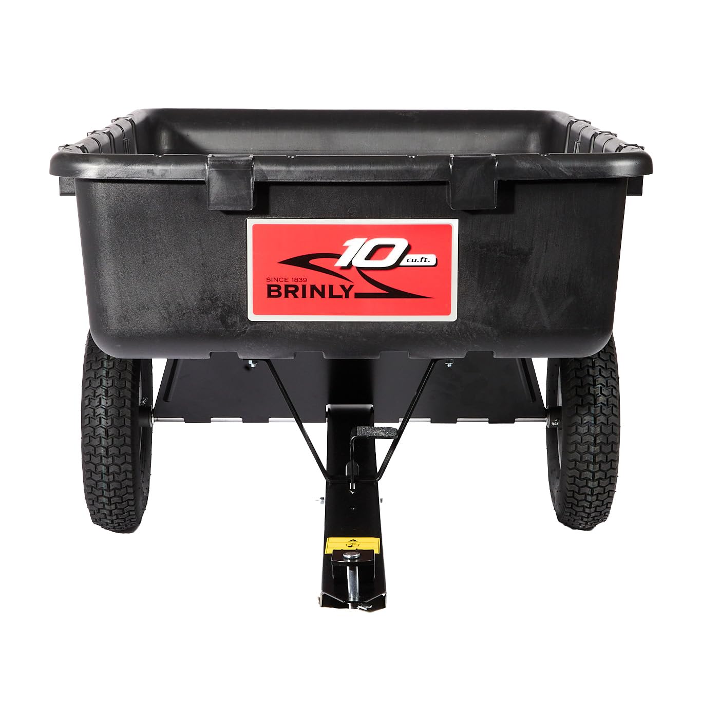 Brinly 10 cu.ft. 650lb Heavy Duty Tow-Behind Poly Utility Cart & Dump Trailer with Magnetic Hitch Pin & Compression Molded Bed