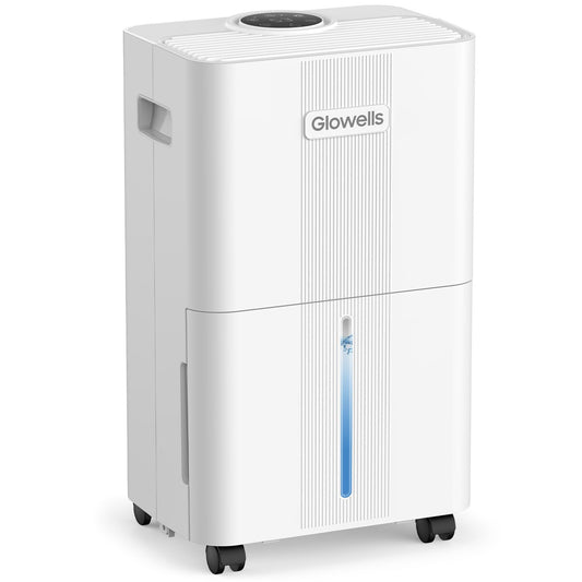 1500 Sq.Ft Dehumidifier for Basement with Drain Hose, Glowells 21 Pints Dehumidifiers for Home, Bathroom, Bedroom Large Room, RV, Three Modes, Quiet with Smart Compressor, Dry Clothes, 24H Timer