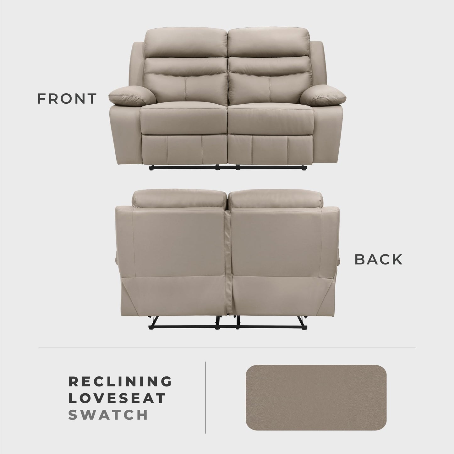 Lexicon 64" W Manual Reclining Loveseat, Top Grain Leather Match Reclining Love Seat, Home Theater Seating, Wall Hugger Recliner Couch, Manual Double Recliner RV Couch for Living Room, Latte