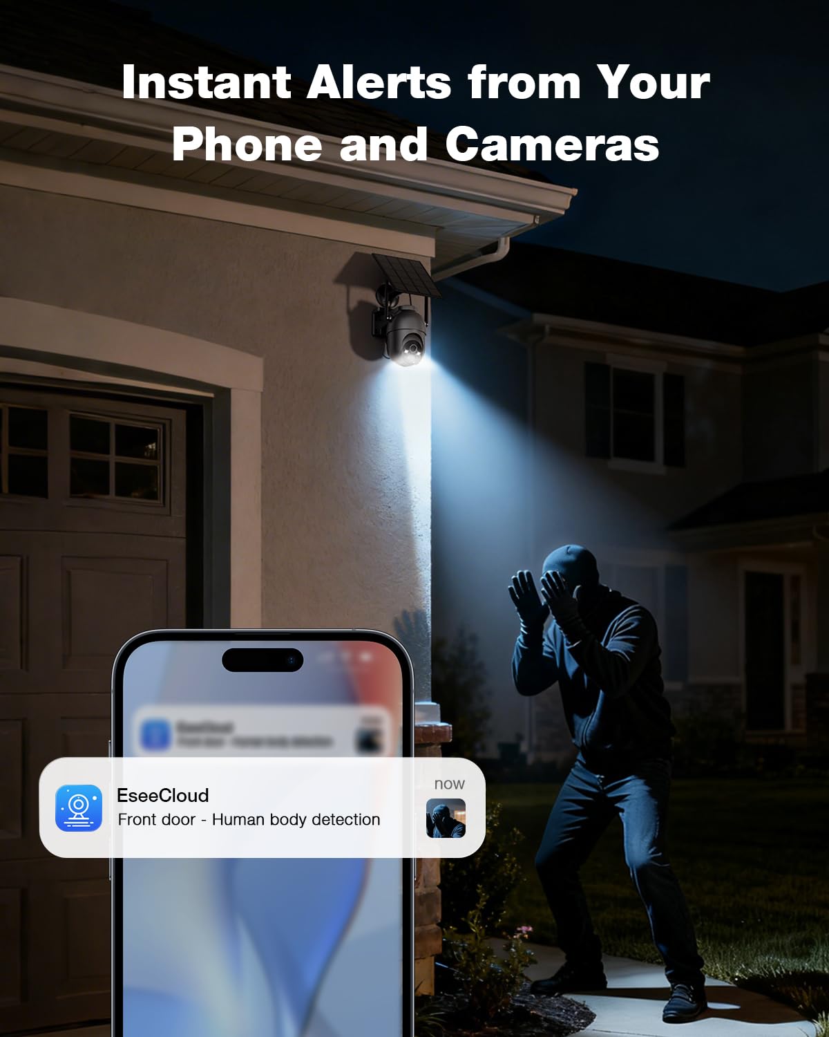 SEHMUA Security Cameras Wireless Outdoor (4-cam-kit), No Subscription Required, Color Night Vision, 360° PTZ, 4MP Live View, Instant Alerts, Solar Security Camera System Works 2.4G & 5G WiFi for Home