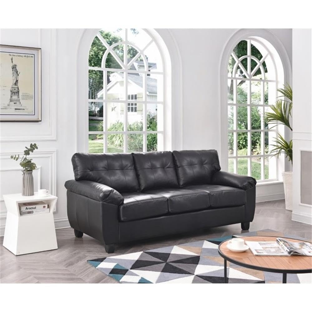 Glory Furniture Gallant Faux Leather Sofa in Black