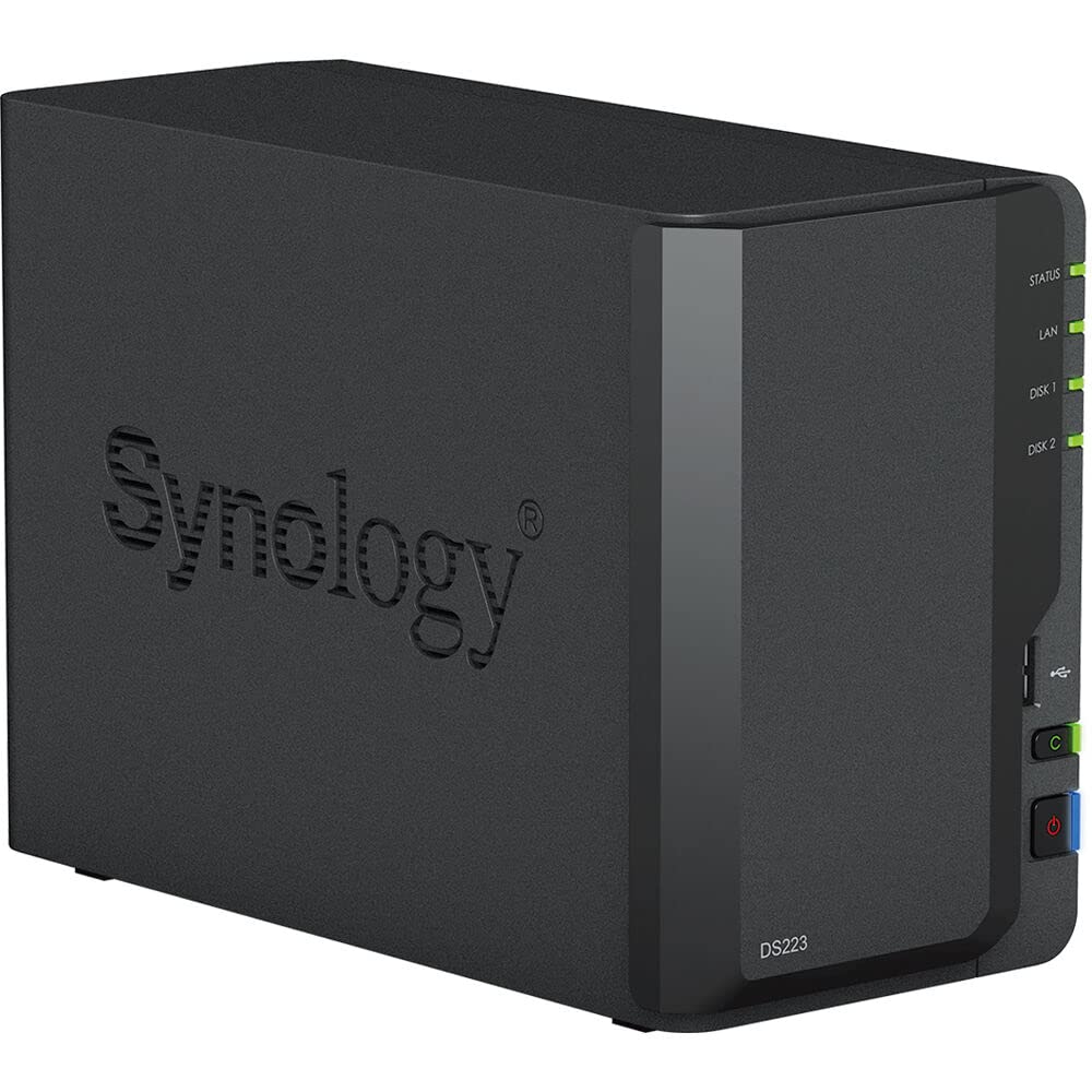 Synology DiskStation DS223 NAS Server with RTD1619B 1.7GHz CPU, 2GB Memory, 16TB HDD Storage, 1 x 1GbE LAN Port, DSM Operating System