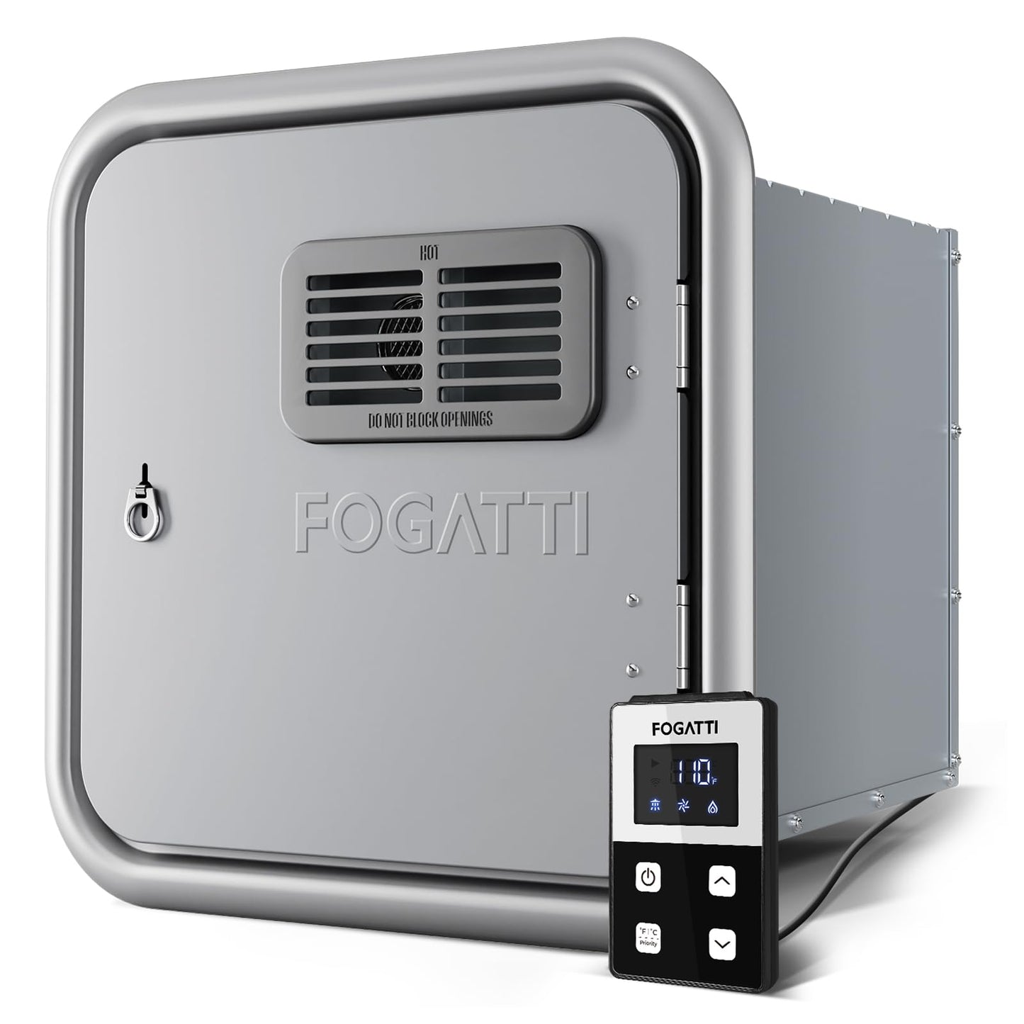 FOGATTI InstaShower Ultra RV Tankless Water Heater, 66,000 BTU (Highest Output), 0.5-3.9 GPM Energy Efficiency, Built-in Mixing Tank, 15x15 Inches Gray Door, Ideal for RVers' Everyday Use, Gen 3
