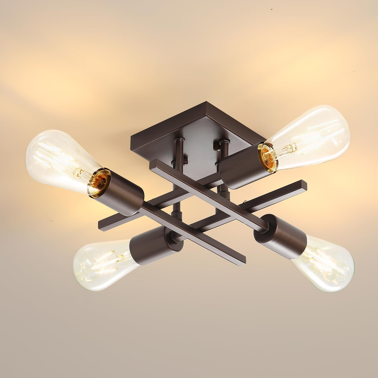 Eietonte 4-Light Semi Flush Mount Ceiling Light Fixture, Metal, Oil-Rubbed Bronze, EIECL001-ORB1P, 1 Count