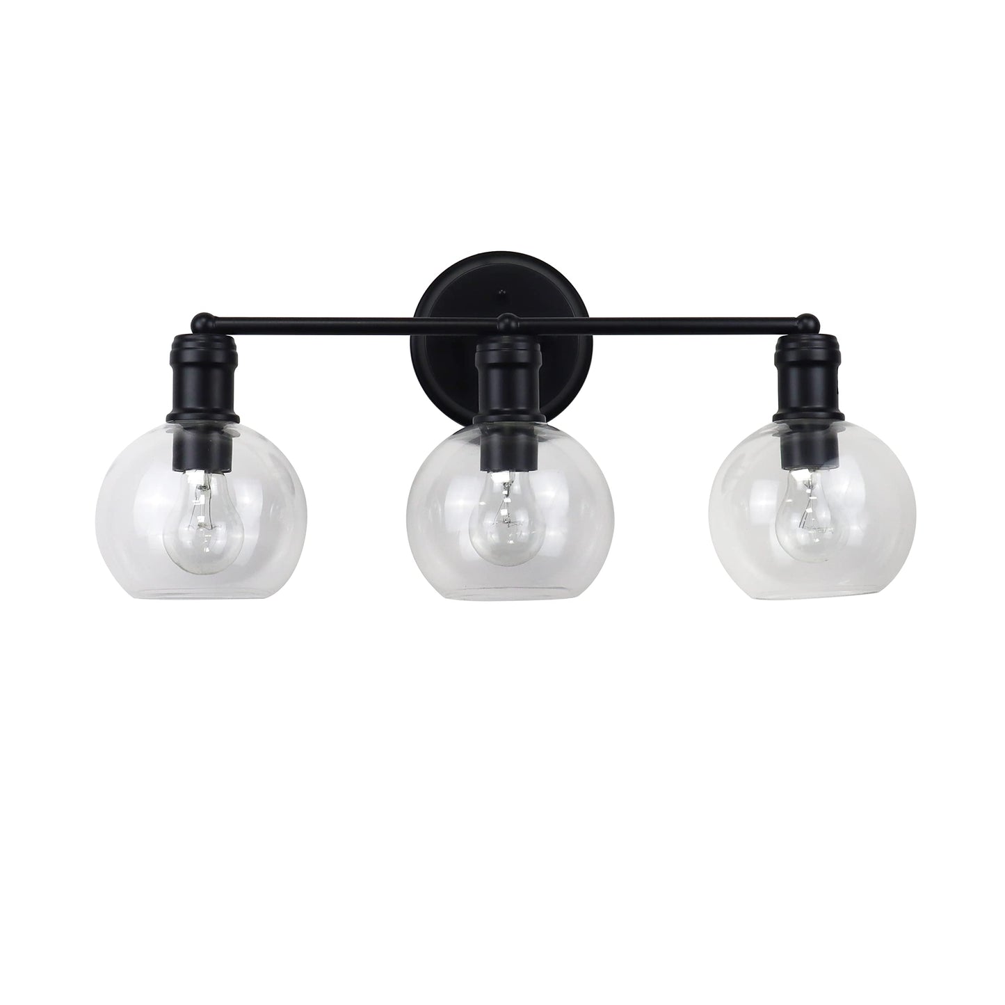 Chloe Lighting OXA 3 Light Vanity Bath Light, Matt Black, Glass, 22in Wide, Model CH6S001BK22-BL3