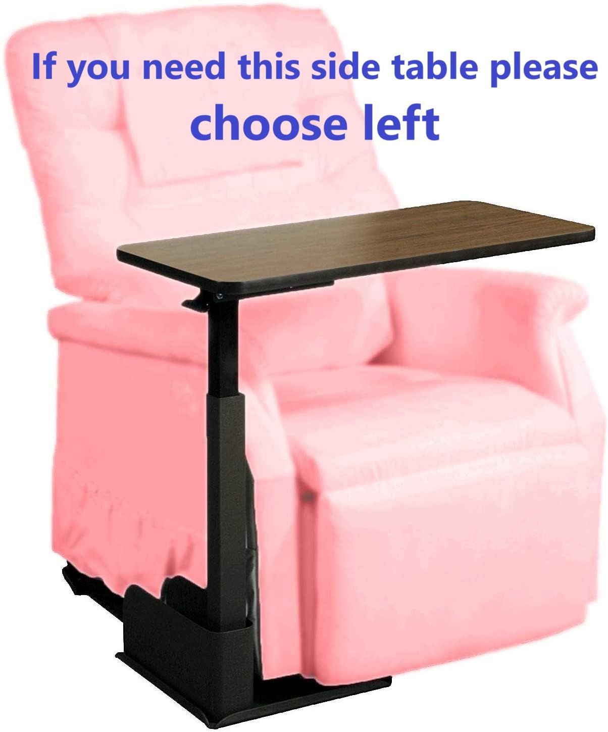 HEALTHLINE Home Adjustable Left Side Bedside Table Overbed Tray