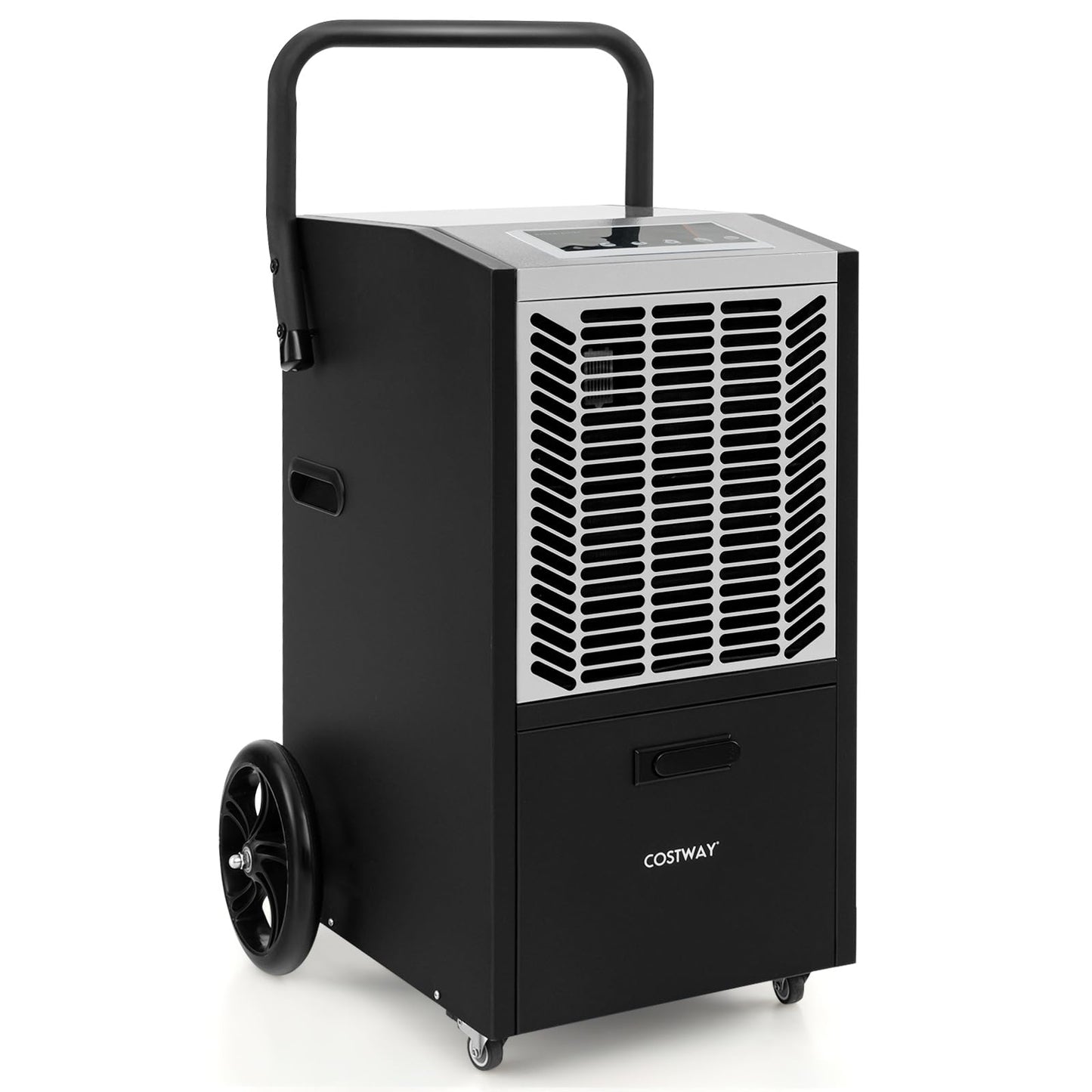 COSTWAY 163 Pints Commercial Dehumidifier, 4500 Sq.Ft Crawl Space Dehumidifier with Pump & Drain Hose, 24H Timer, for Basement, Warehouse, Job Site (White)