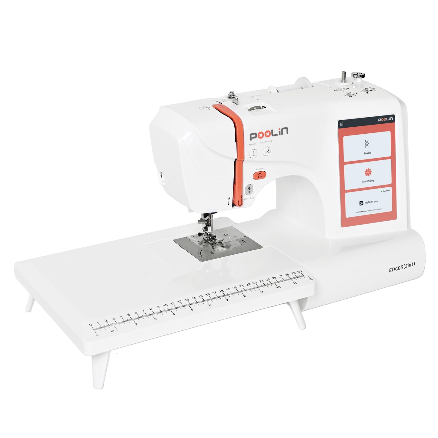 PooLin EOC05(2in1) Sewing and Embroidery Machine 4"x4" & 4"x9.25" Embroidery Size, 130 Built-in Designs 207 Sewing Stitches, 7" Touch Screen with WiFi Transfer, Includes Full Kits & 1-on-1 Training