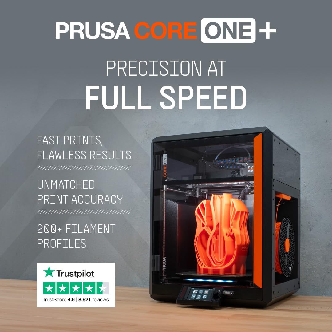 Original Prusa CORE One+ CoreXY 3D Printer – Fully Enclosed High-Speed FDM Printer with Active Temperature Control, Automatic Ventilation & 1kg Prusament PLA Included