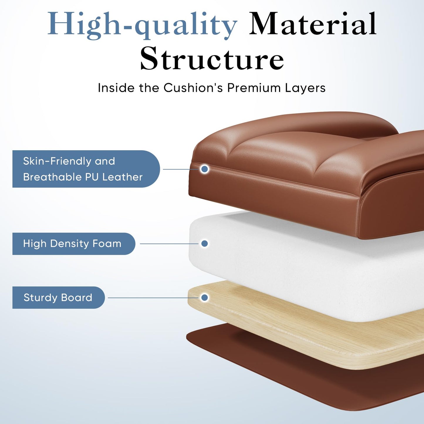 DUMOS Big and Tall Home Office Desk Chair, Gaming Computer Chair, Executive Ergonomic Chair with Footrest, High Back Reclining, Adjustable Armrests and Comfy Lumbar Support, PU Leather, Brown