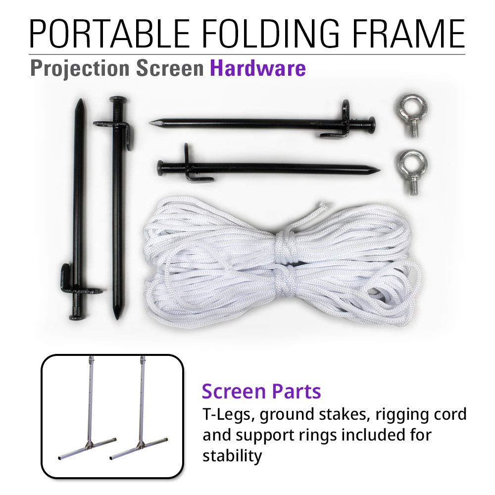 Akia 120 Inch Projector Screen with Stand and Carry Bag for Indoor & Outdoor Use – Portable Backyard Movie Display for 4K Ultra HD Viewing, Foldable Cinema Frame with Adjustable Support – AK-OS120H1.