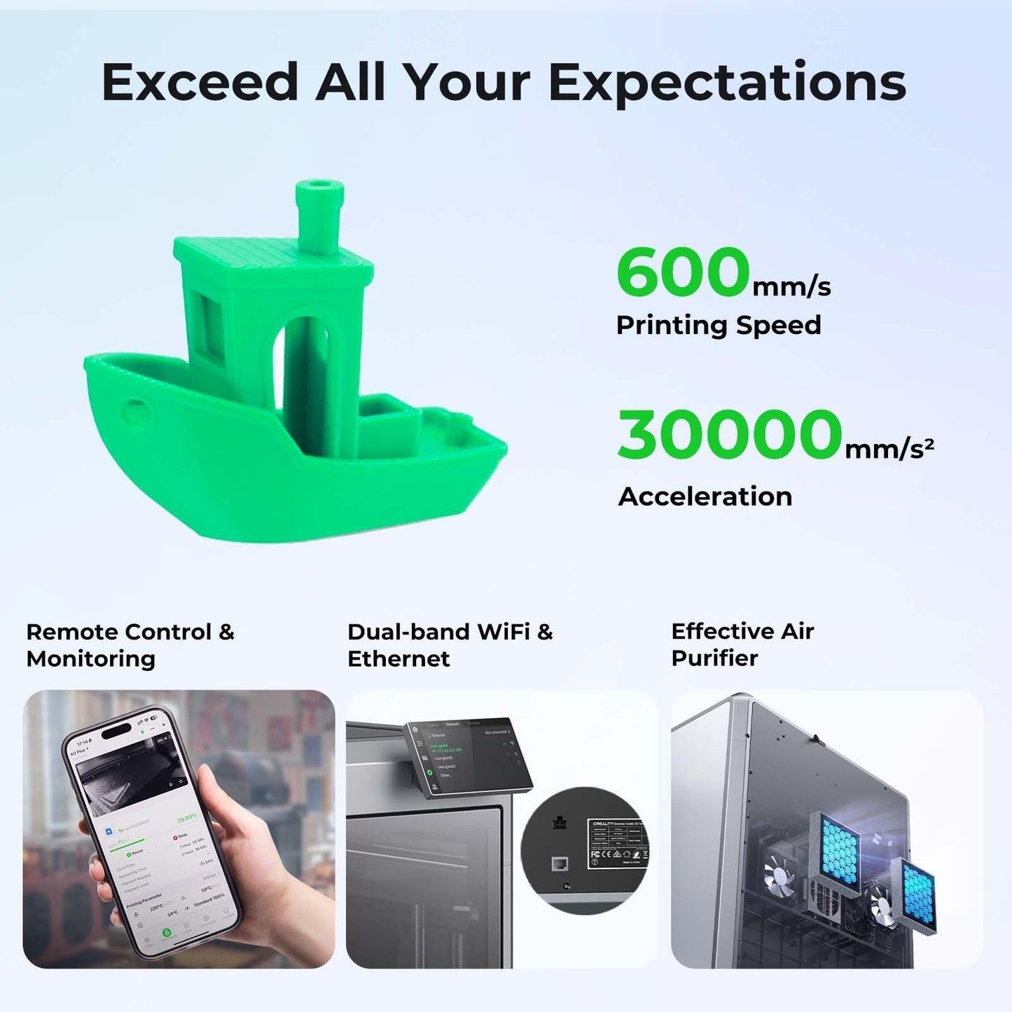 Creality K2 Plus 3D Printer, Support Multi Color Printing Needs CFS, Max 600mm/s Fast Printing, Dual AI Cameras, Full-auto Leveling, Ready-to-Use FDM 3D Printers, Large Build Volume 350x350x350mm