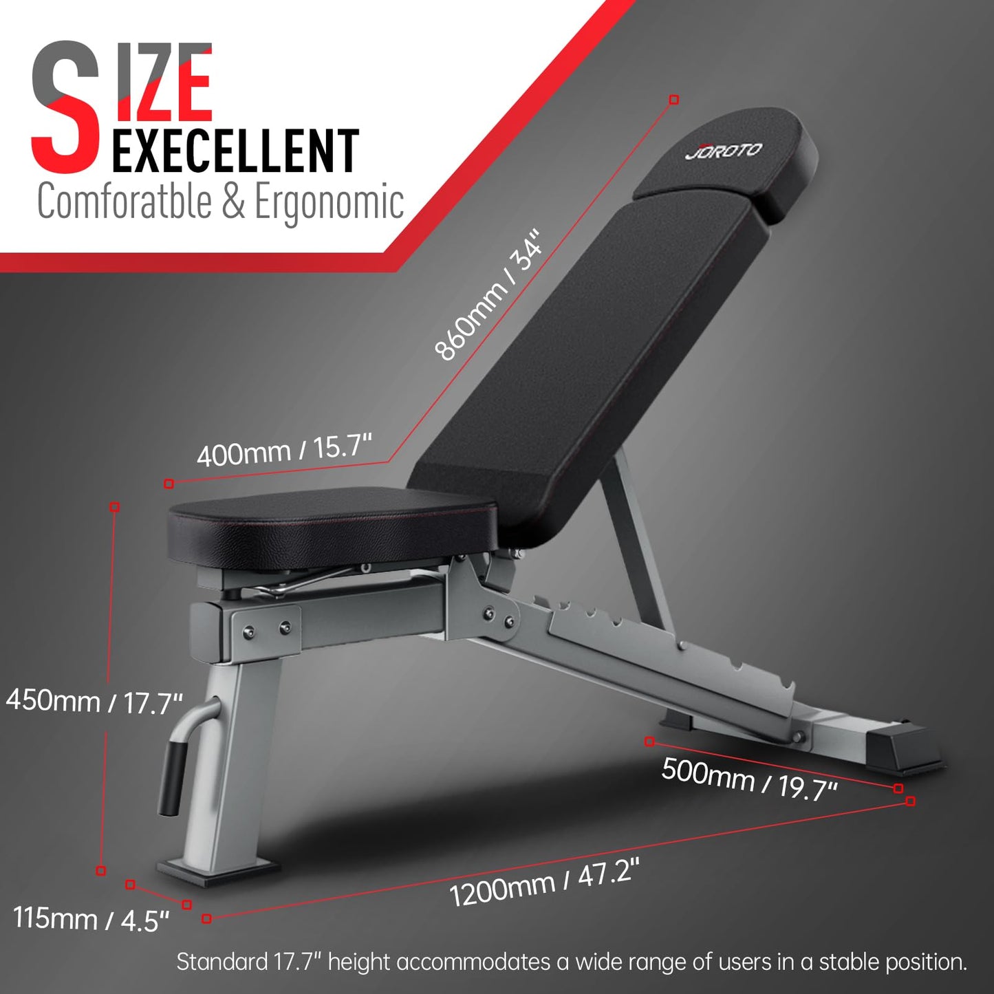 JOROTO Adjustable Weight Bench for Home Gym, Heavy-duty 1300LB Capacity