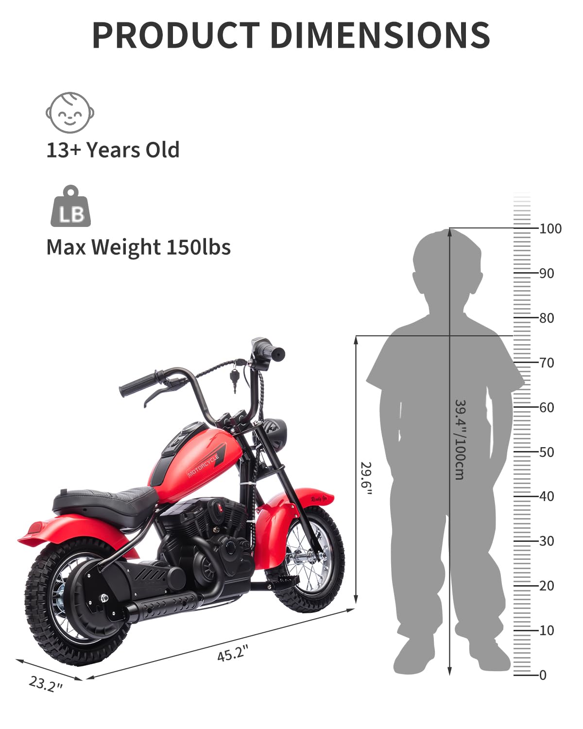 Electric Dirt Bike for Kids 24V, 150lb Max Weight & 15mph, Chain Driven Motor w/12'' Air Filled Tires, Handbrake & Shock Absorbers, LED Lights, Power Display Ride On Toy for Boys & Girls