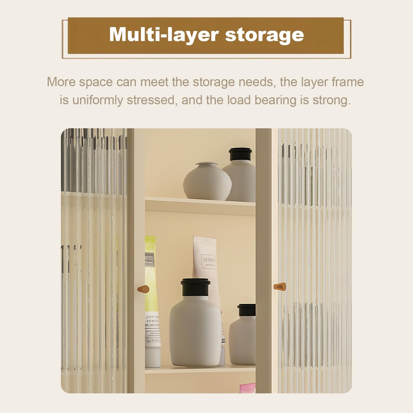 Kferfft Bathroom Wall Cabinet 14 Inch Over The Toilet Metal Storage Cabinet with Glass Door, Wall Mounted Medicine Cabinet for Bathroom Laundry Room Bedroom (Beige, 23.6x13.8x6IN)