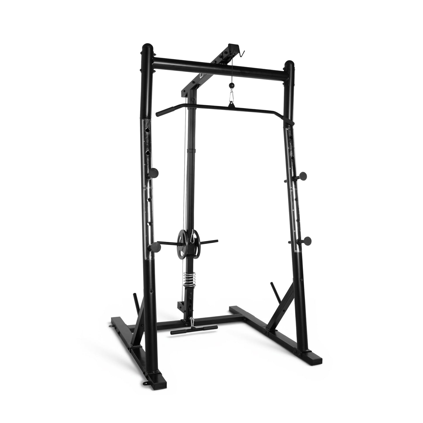 CAP Barbell Power Cage with High-Low Pulleys – Heavy-Duty Power Rack for Home Gym – Adjustable Gym Rack & Weight Cage with Pull Up Bar, Dip Station, and Plate Storage