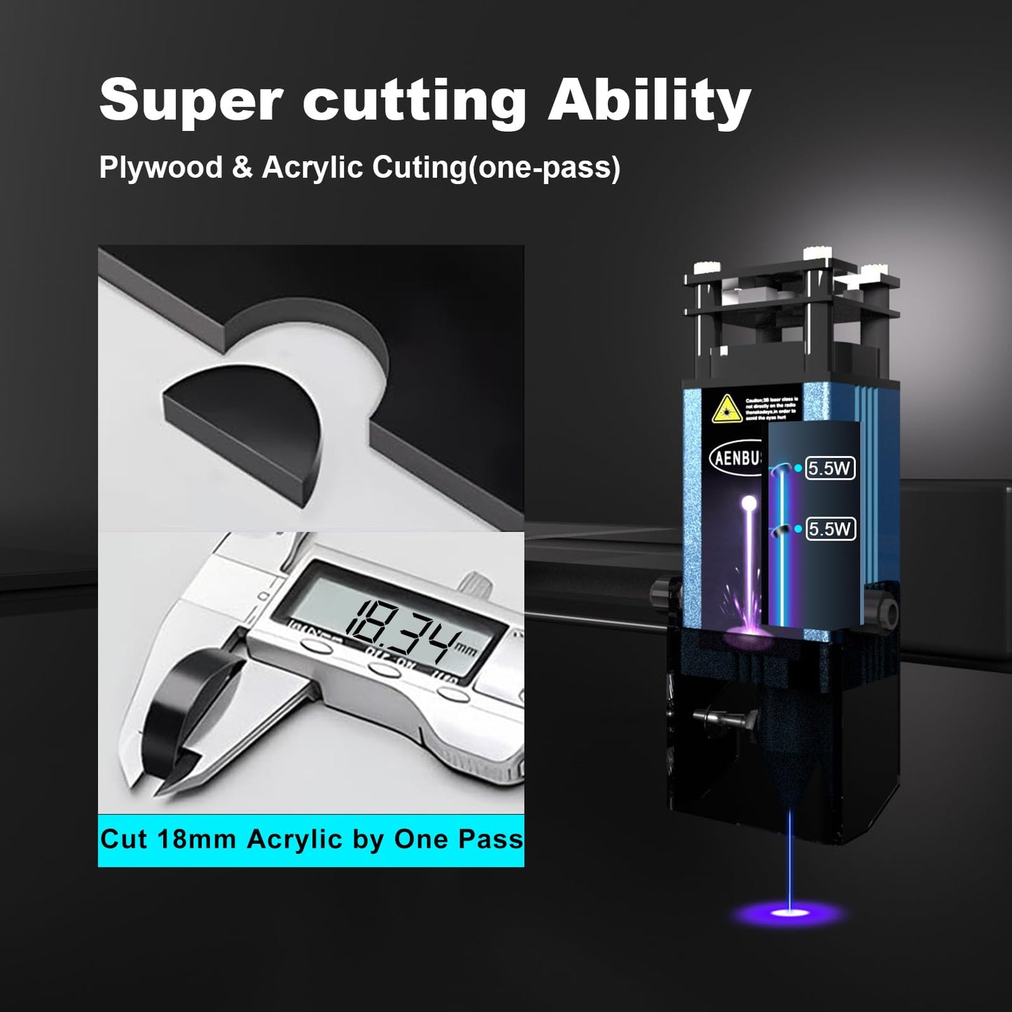AENBUSLM T1 40W Laser Engraver Machine, High-Speed DIY Engraver Offline Use, 400×400mm Area, CNC Laser Engraving Machine for Wood, Metal, Acrylic & Glass, Class 4 (T1-3.5W-LK10)