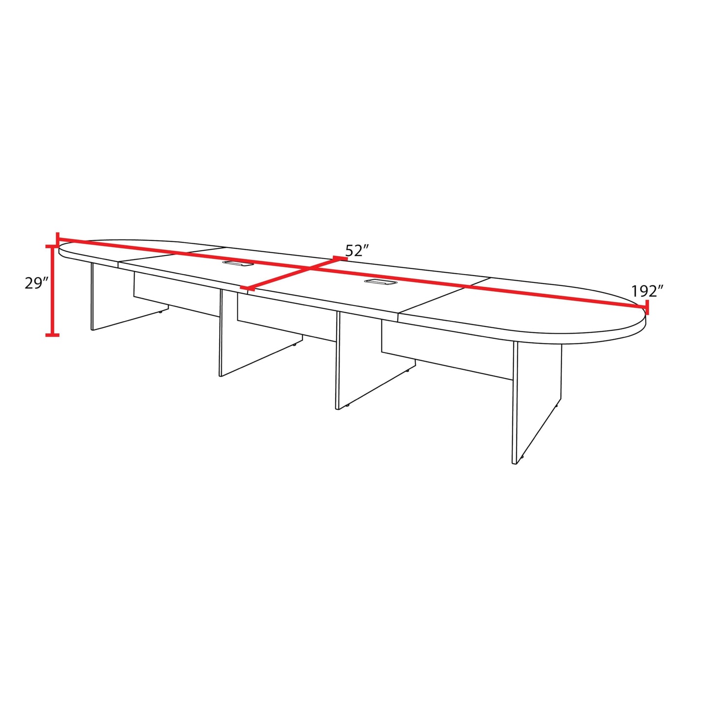 Romig Legacy 16 ft Racetrack Laminate Conference Table with 2 Charging Ports- Noble Oak