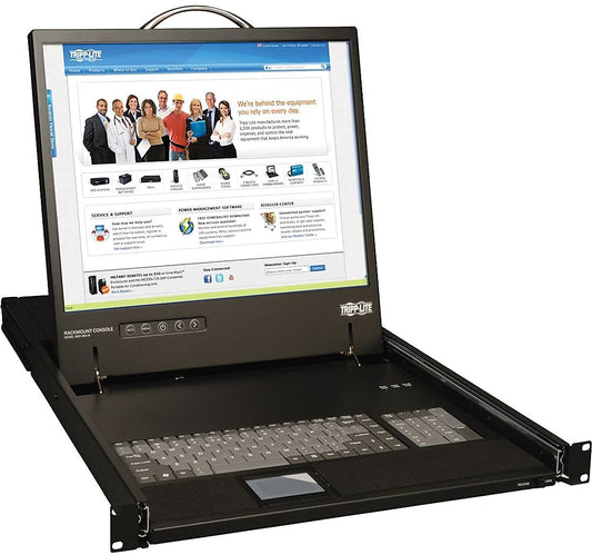 Tripp Lite Rack Mount KVM Console, 19 inch LCD Display Monitor, Touch Pad, 0-9 Numeric Keypad, 1URM, 120/240 VAC, 1-Year Warranty (B021-000-19)