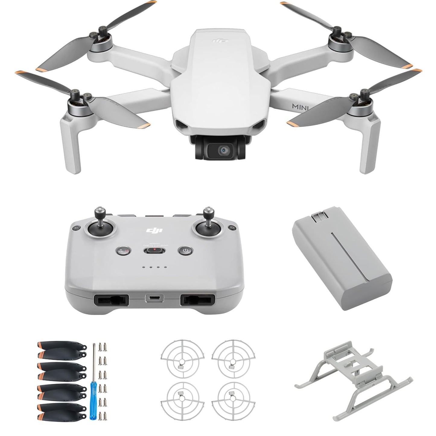 DJI Mini 4K Protection Bundle, Drone with 4K UHD Camera for Adults, Under 249 g, 3-Axis Gimbal Stabilization, 10km Video Transmission, Propeller Guard, Landing Gear, Propellers Compatible