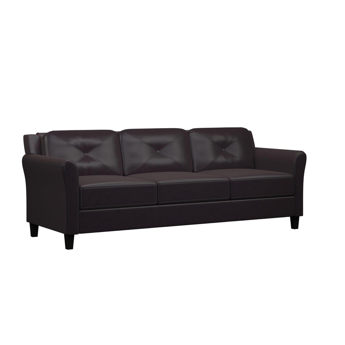 Studio Living Harrington 80.3" Sofa, Transitional Modern, Pocket Coil Comfort, Easy Assembly, Vegan Leather, Java